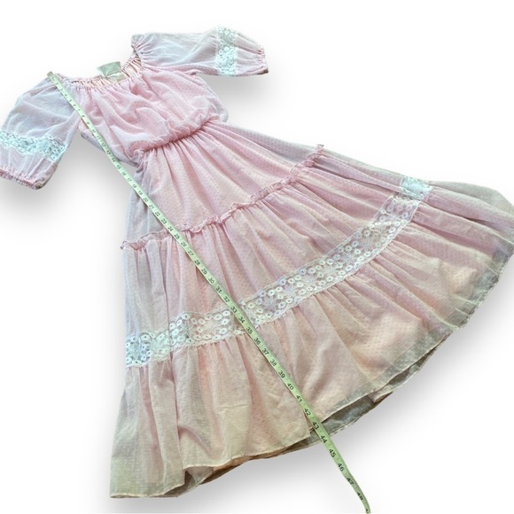Vintage Roberta California Light Pink Puff Sleeve Midi Prairie Dress | S… - Picture 12 of 15
